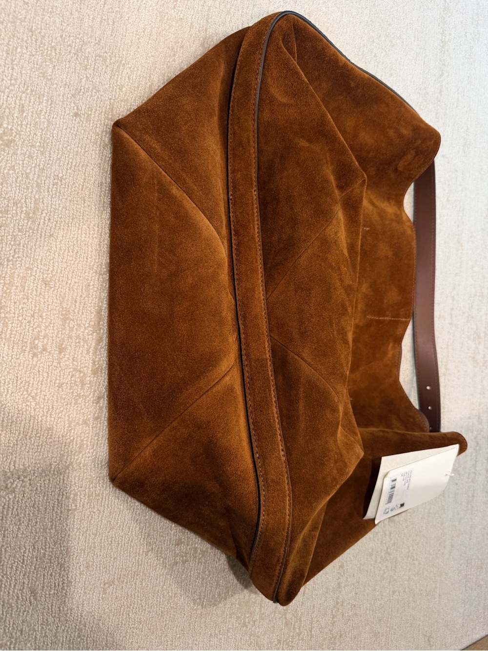 Toteme Large Suede Belted Bag in Cognac Brown - Picture 4 of 11